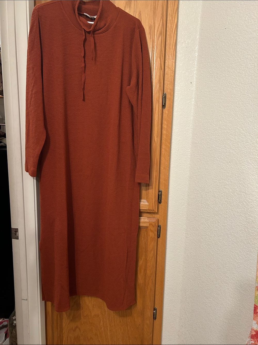 LOFT Rust-Orange Maxi Dress with Funnel Neck